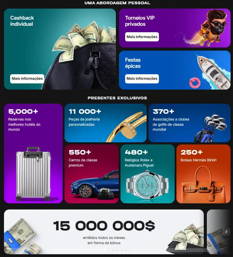 Seção Concierge Service do 1win Brasil com imagem de jato executivo e lista de serviços premium para jogadores VIP.